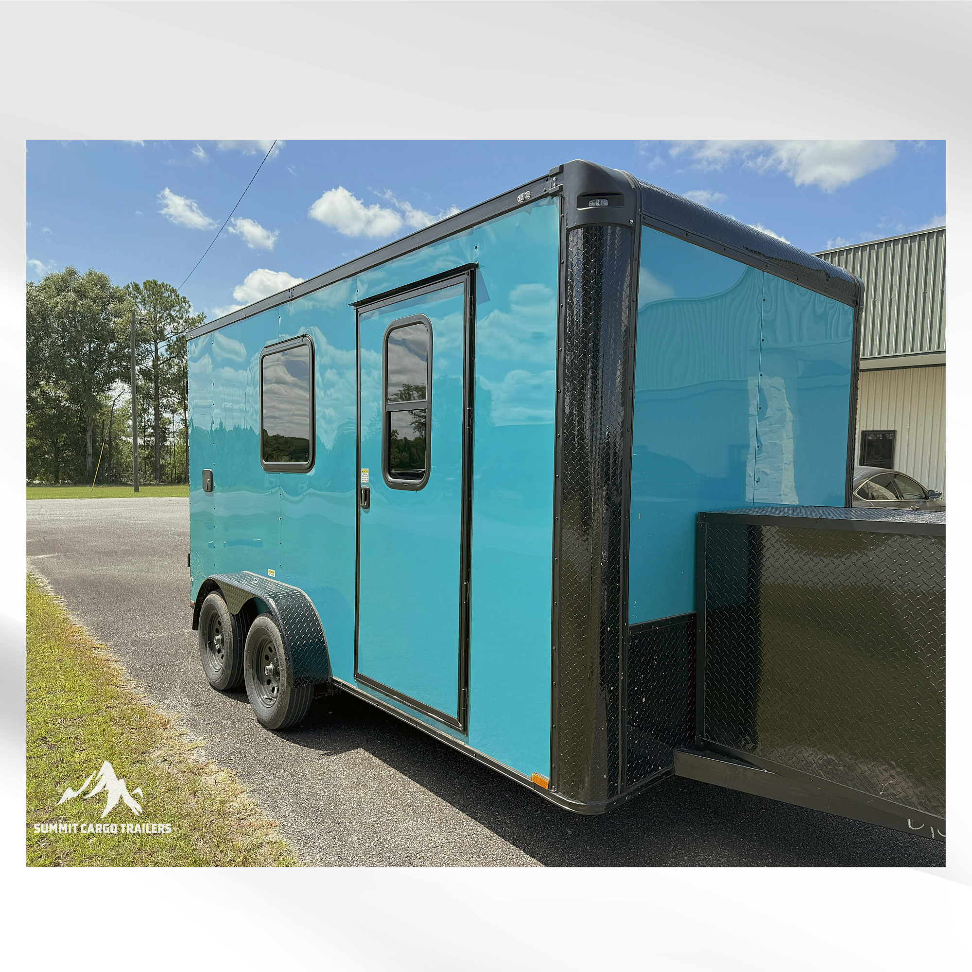 7X14TA Water Blue Dog Grooming Trailer