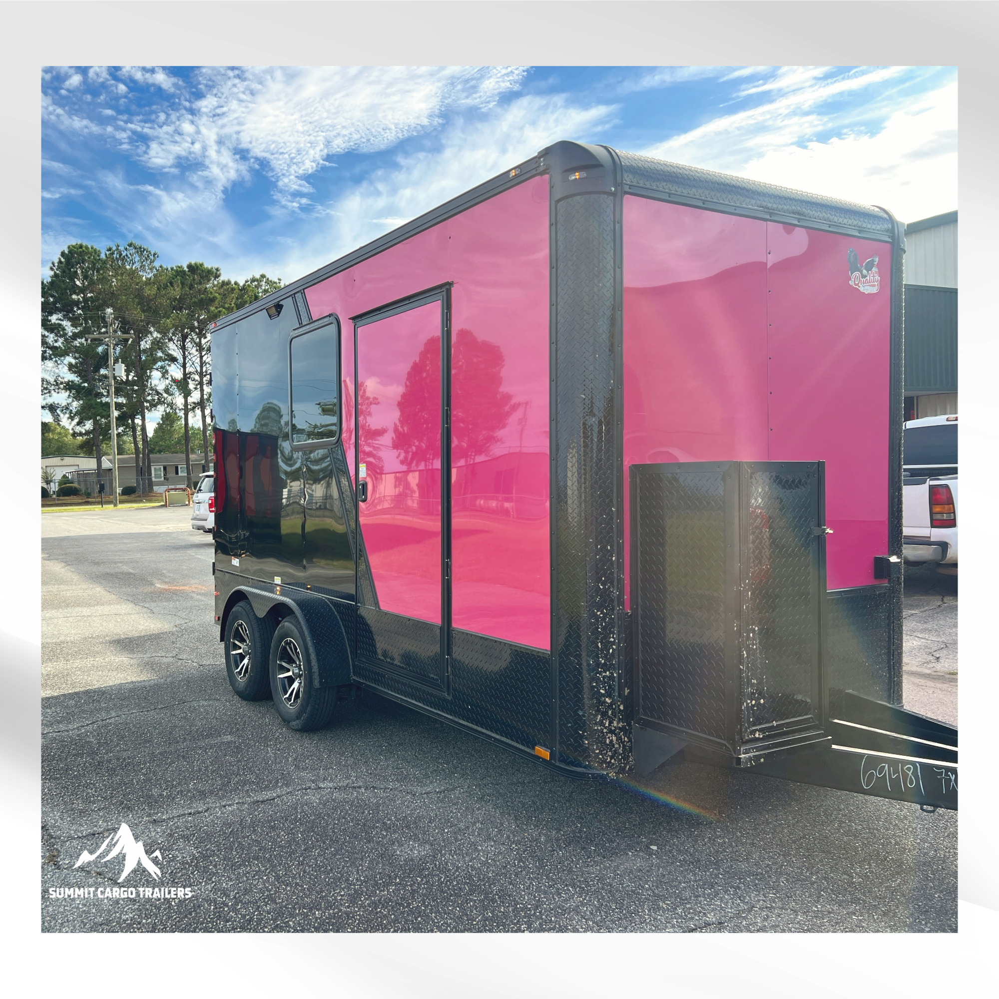 7X14TA Pink & Black Pet Grooming Trailer