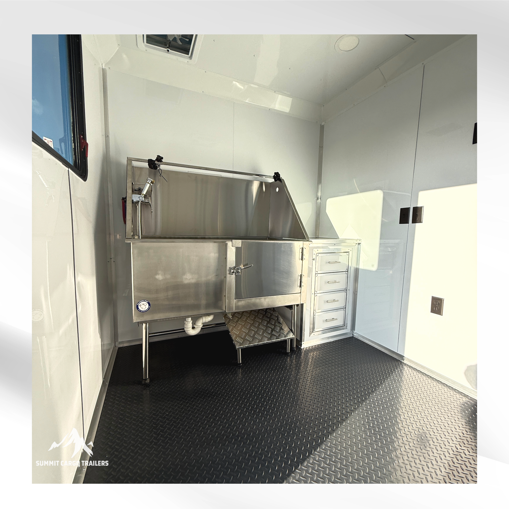 7X14TA Pink & Black Pet Grooming Trailer