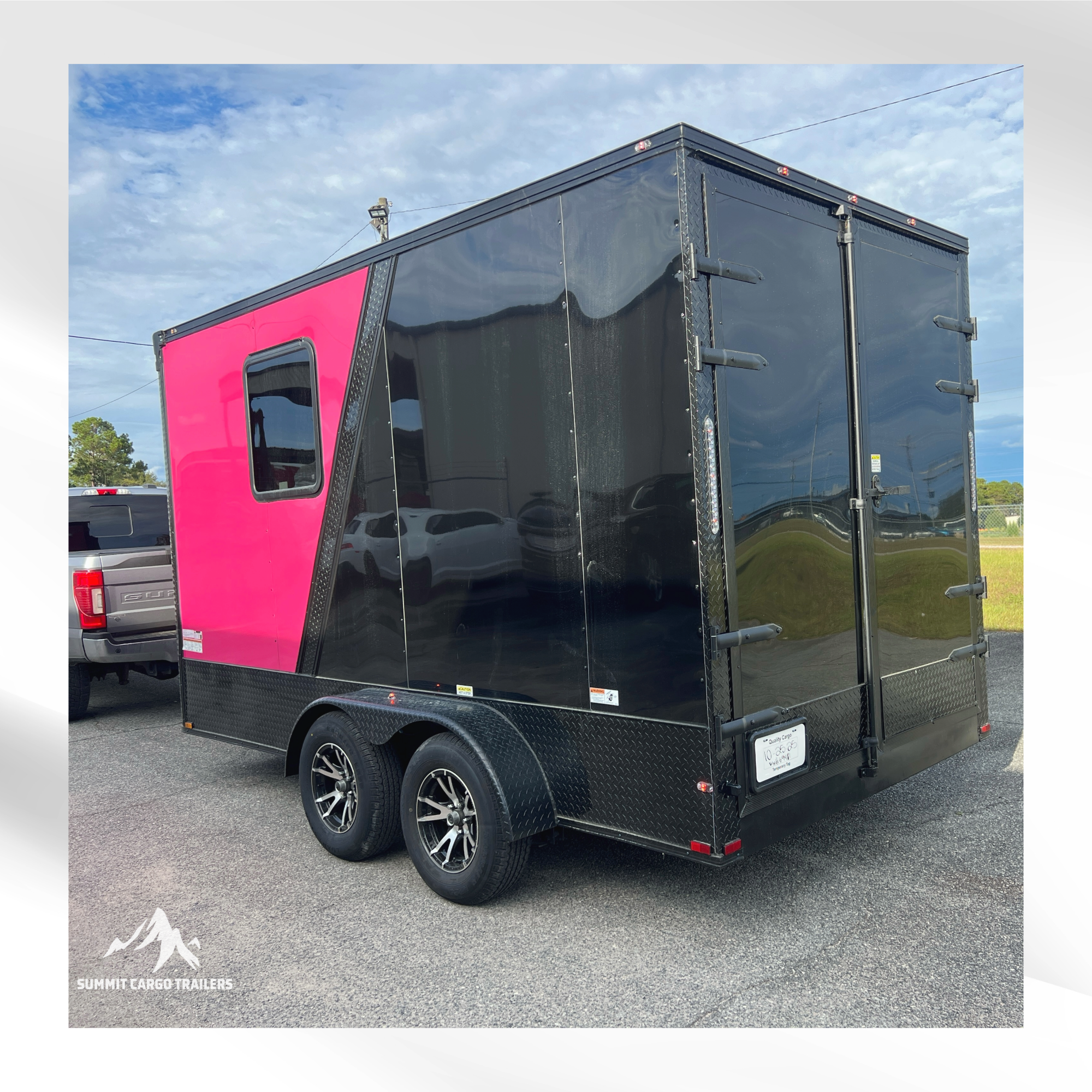 7X14TA Pink & Black Pet Grooming Trailer