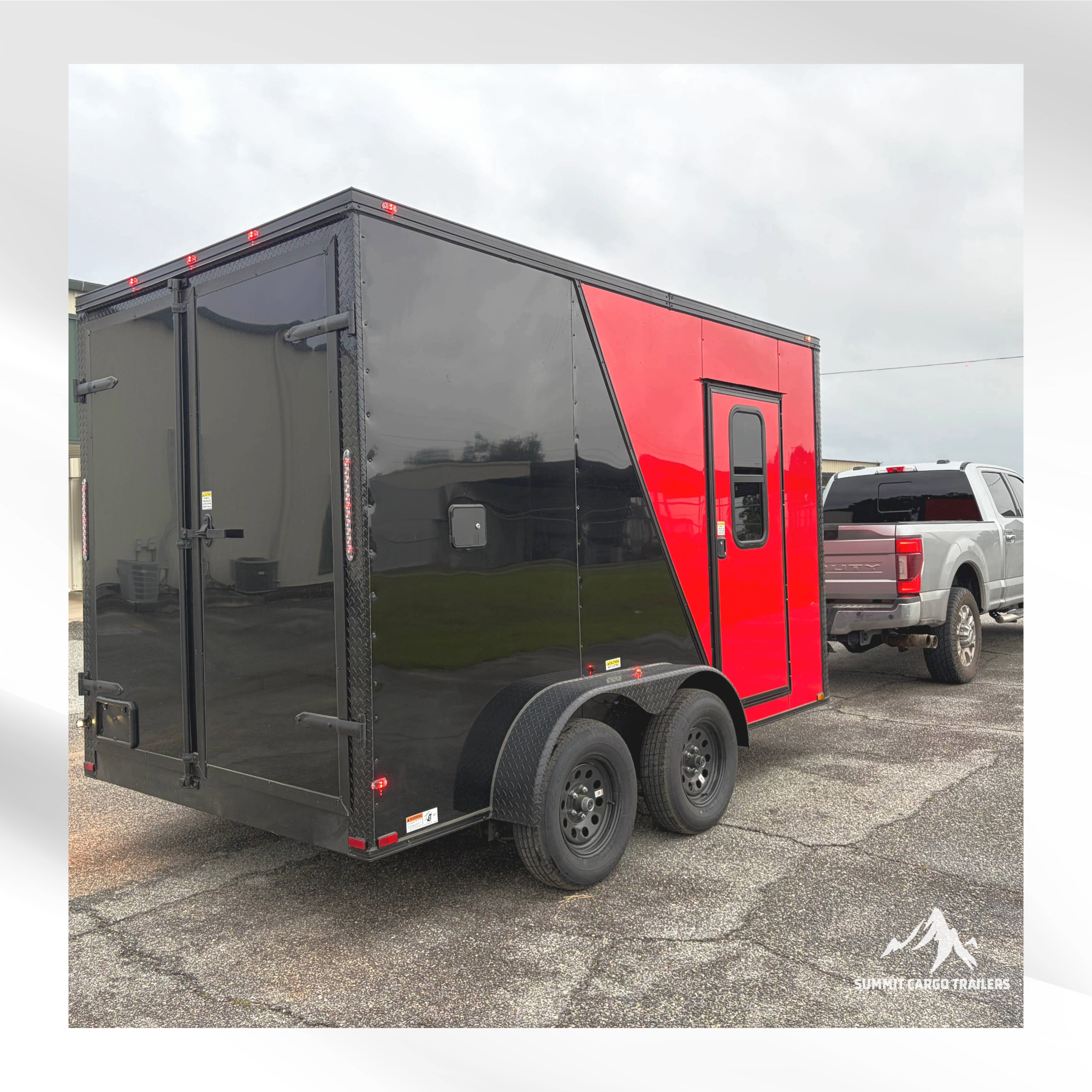 7X12TA Red & Black Pet Grooming Trailer