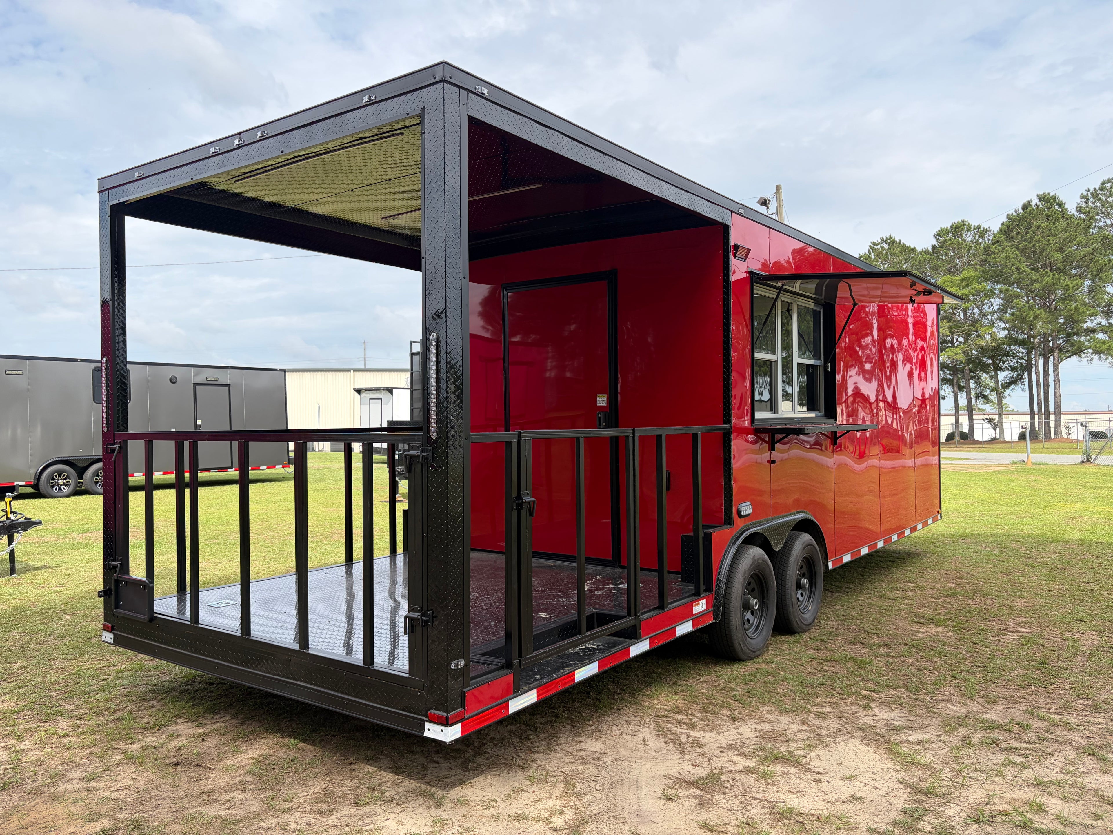 8.5X26TA Red Concession Porch Trailer