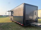 This premium trailer features a spacious rear porch, commercial sink package, insulated interior, 50 AMP electrical system, and a durable RTP floor, making it an excellent choice for entrepreneurs looking for a reliable, professional concession trailer.