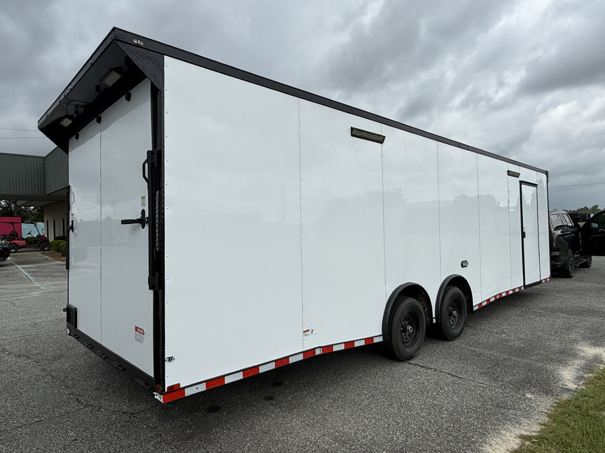 8.5X28TA White Flat Front Race Ready Trailer (Copy)