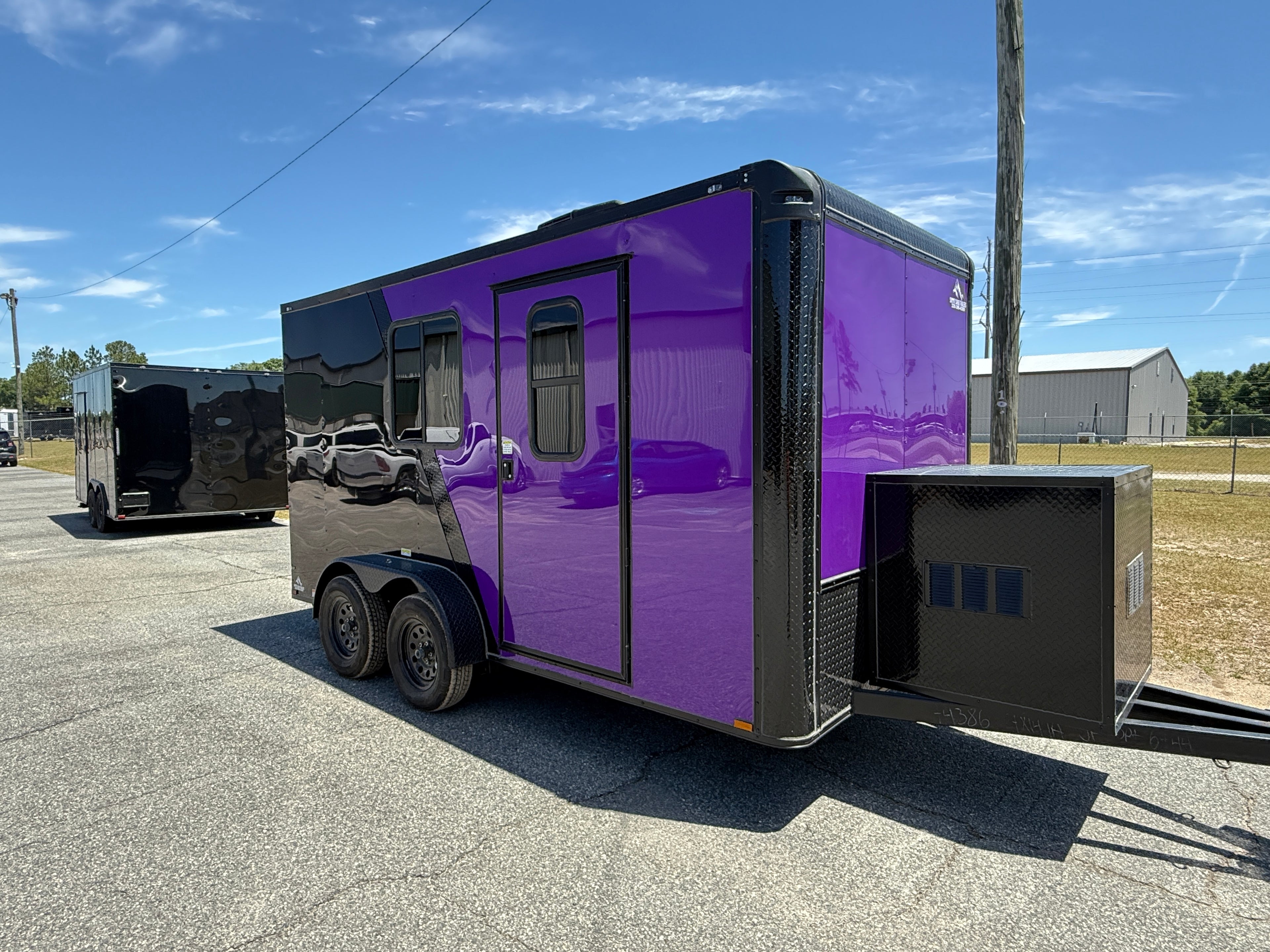 7X14TA Purple Black Grooming Trailer with Bathroom