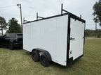 7x14TA White 3-Ladder Rack Work Trailer