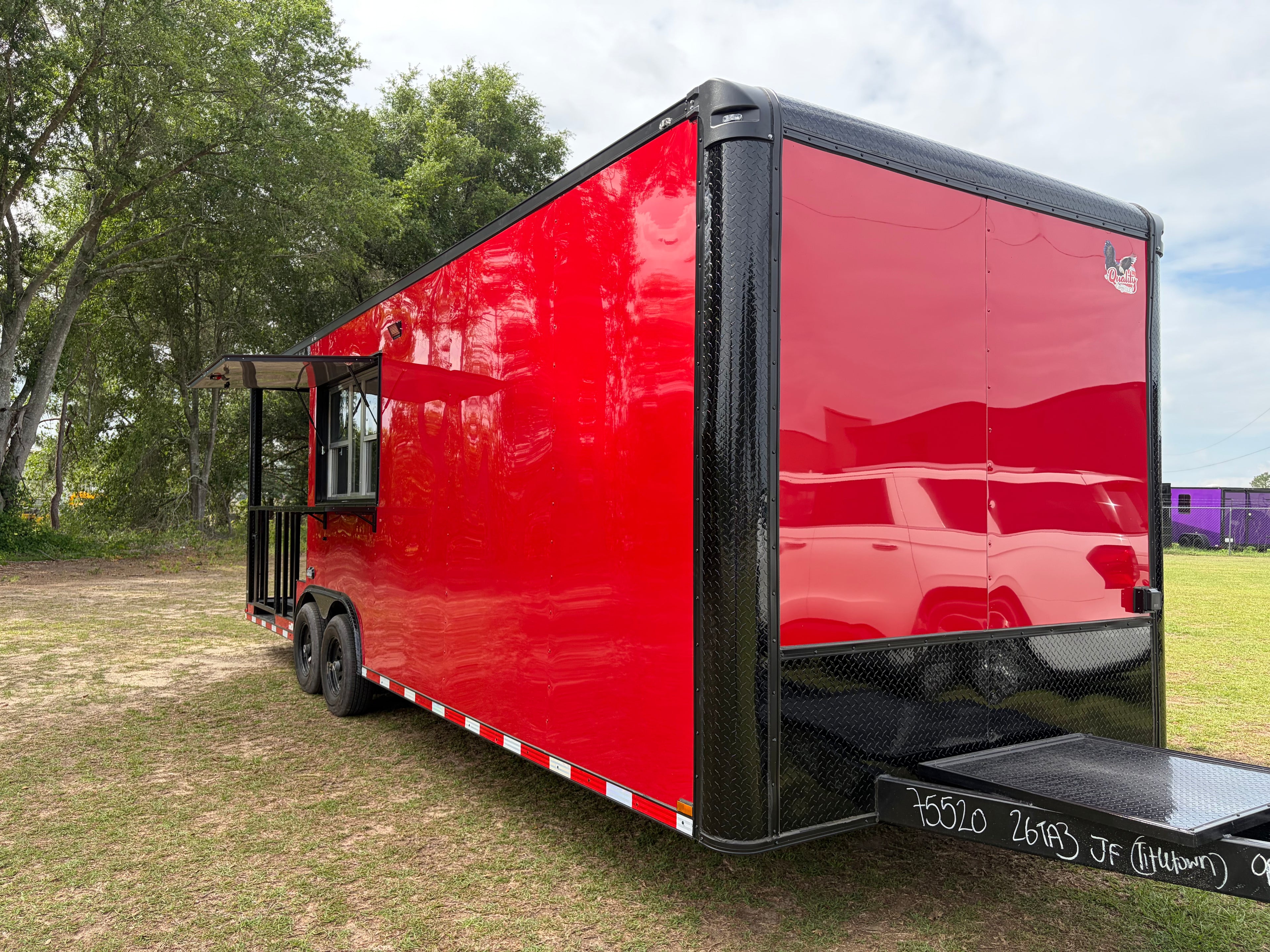 8.5X26TA Red Concession Porch Trailer