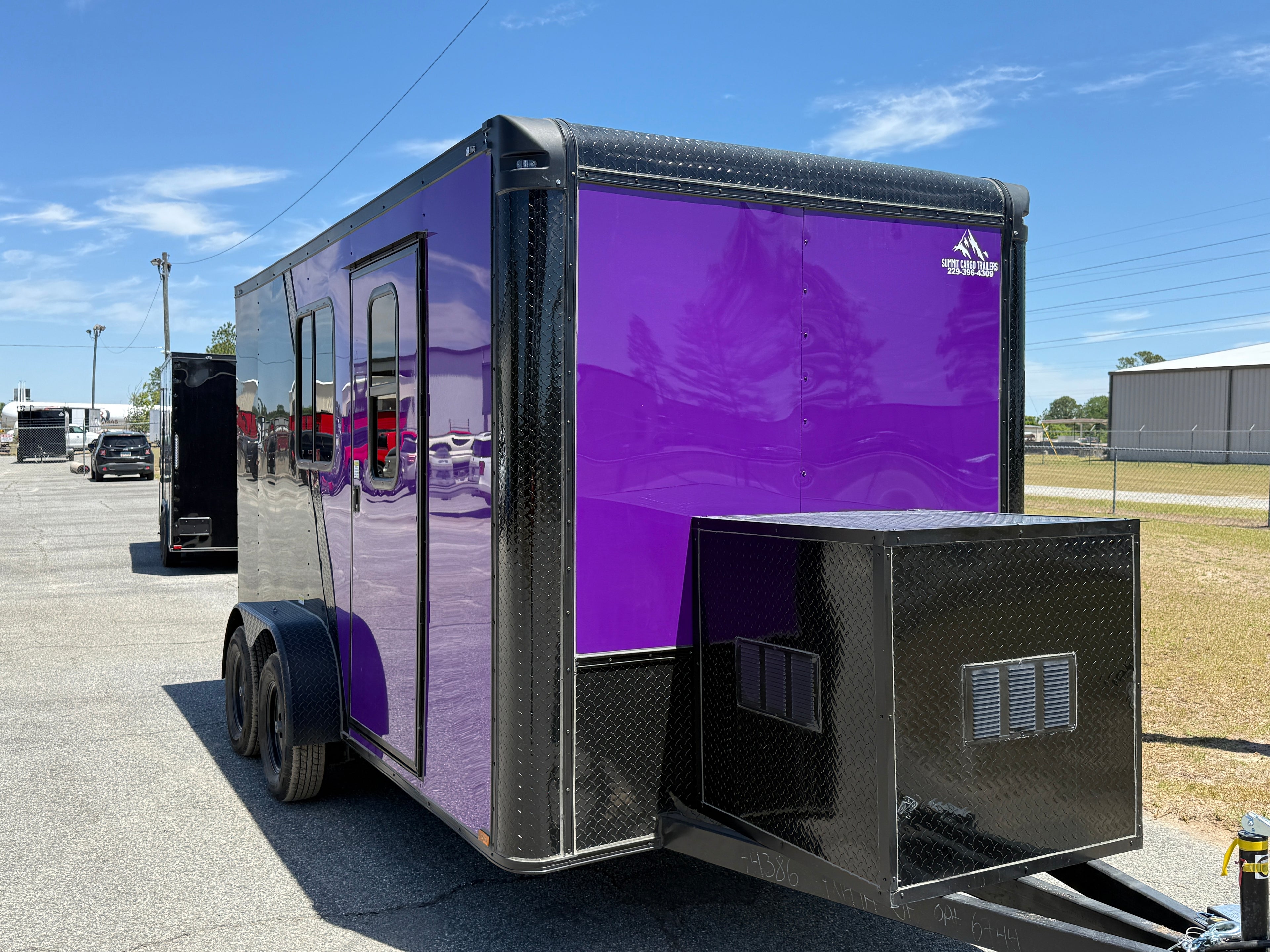 7X14TA Purple Black Grooming Trailer with Bathroom