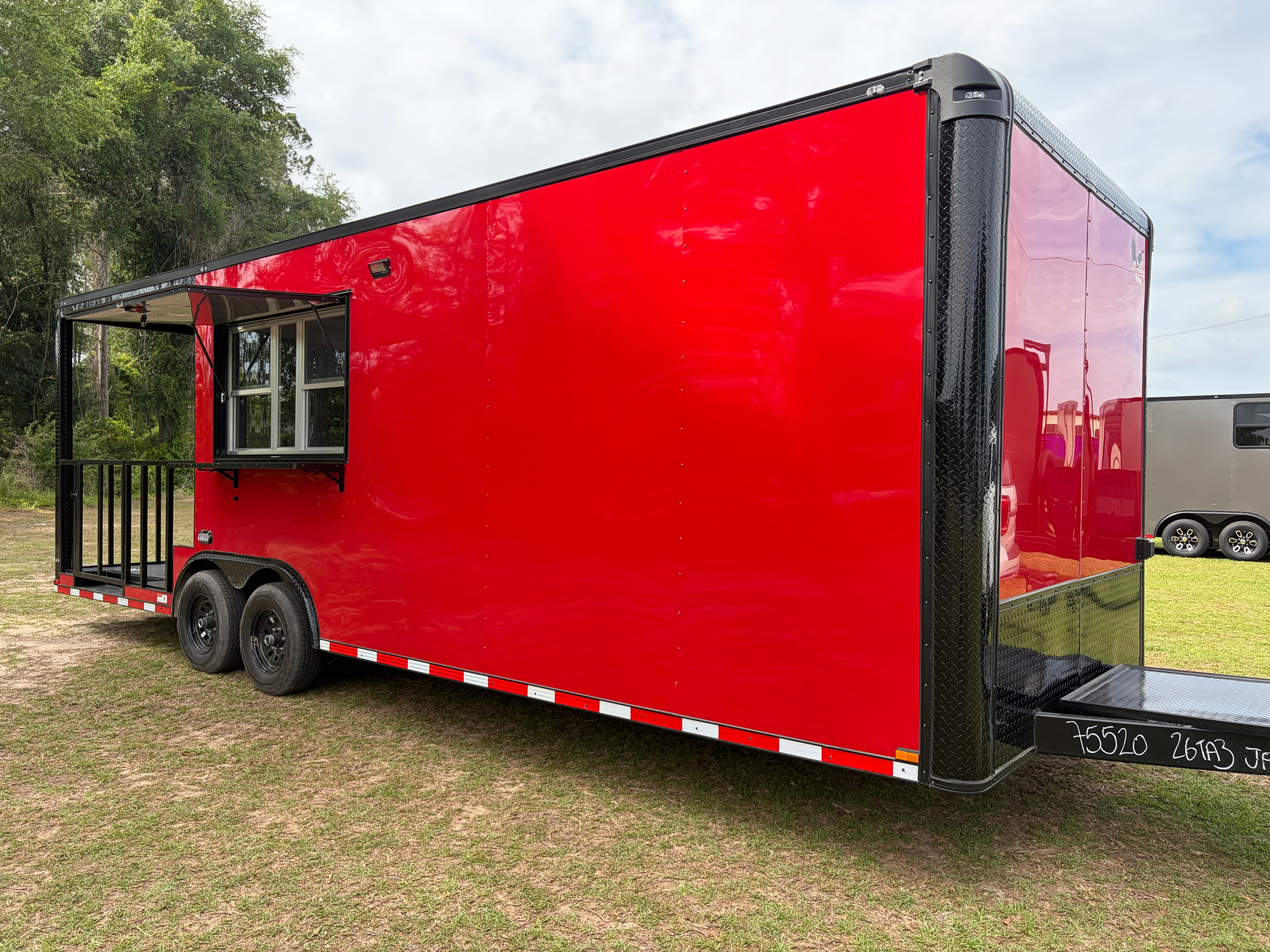 8.5X26TA Red Concession Porch Trailer