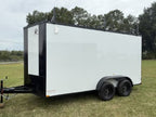 7x14TA White 3-Ladder Rack Work Trailer