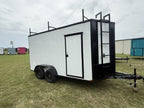 7x14TA White 3-Ladder Rack Work Trailer