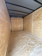 7x14TA White 3-Ladder Rack Work Trailer