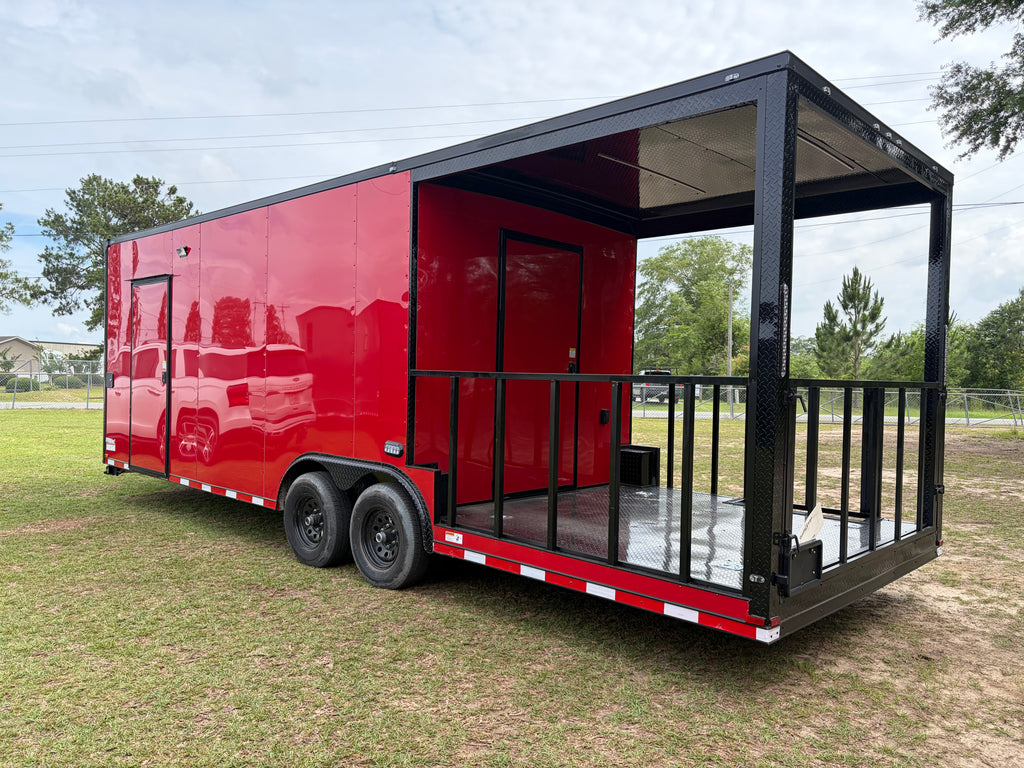 8.5X26TA Red Concession Porch Trailer
