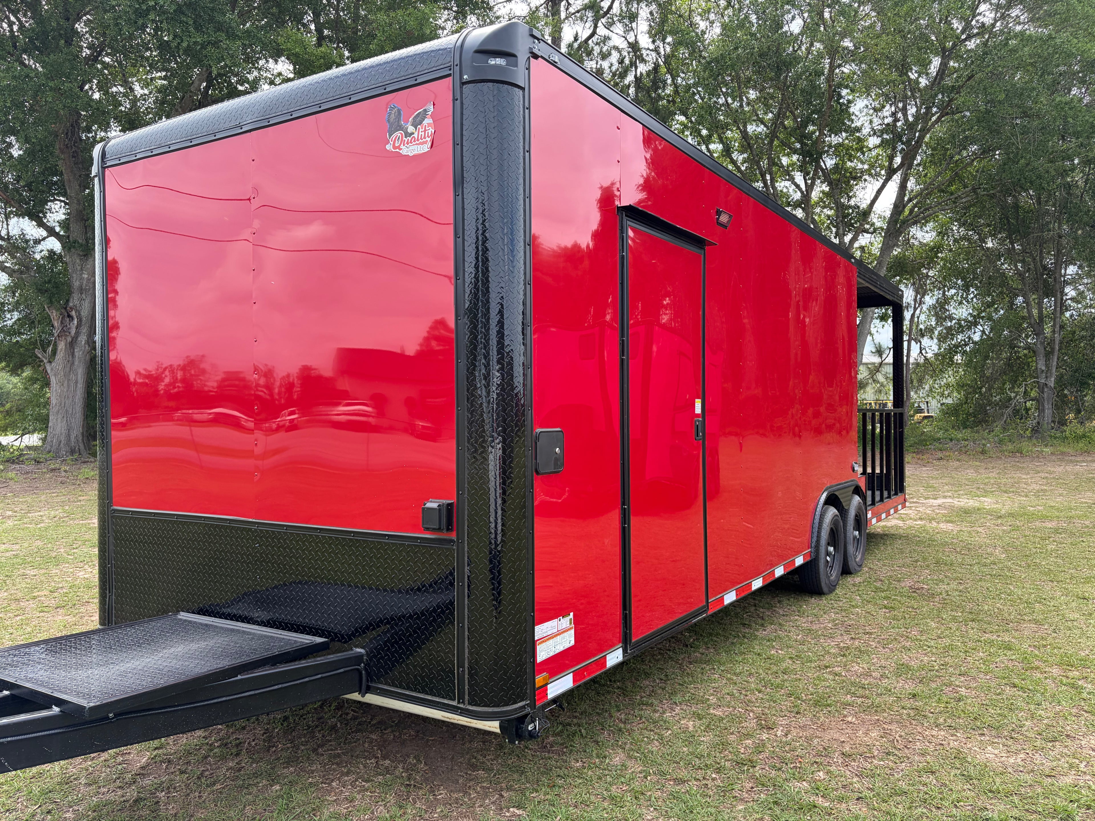8.5X26TA Red Concession Porch Trailer