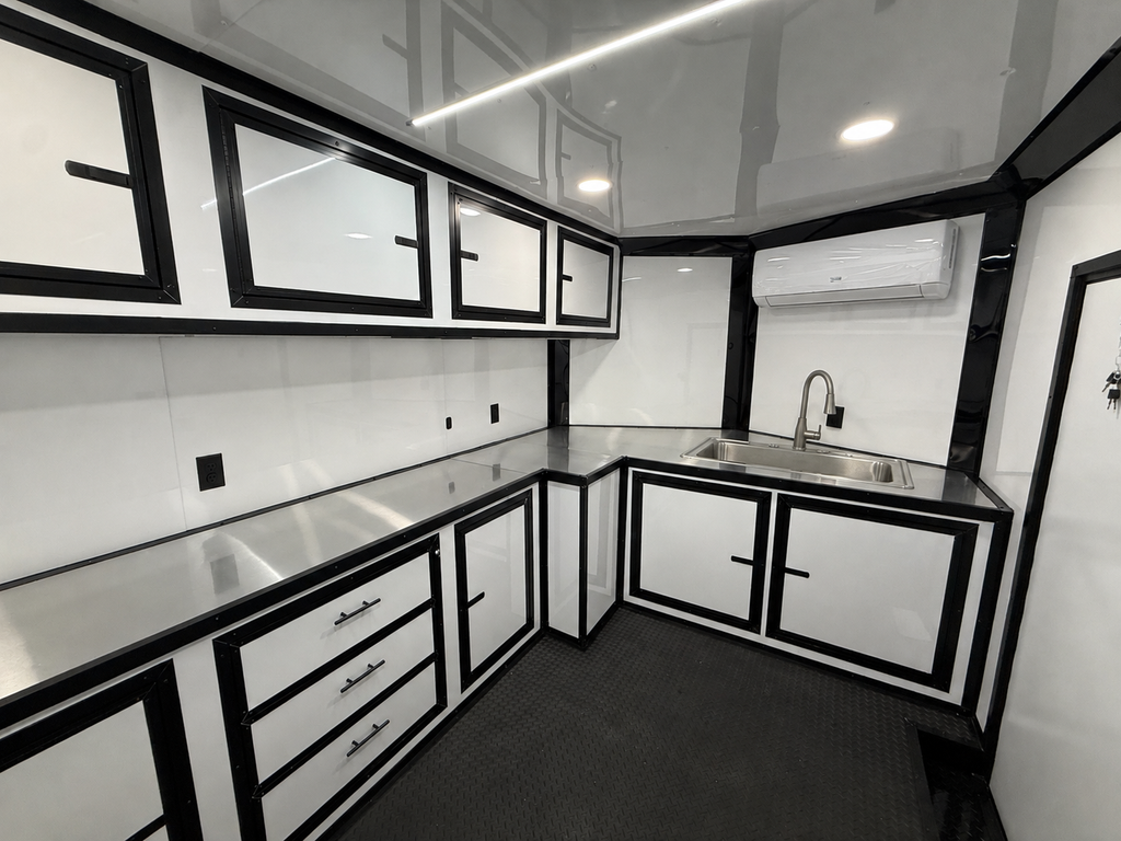 8.5X18 White Gullwing Porch Trailer