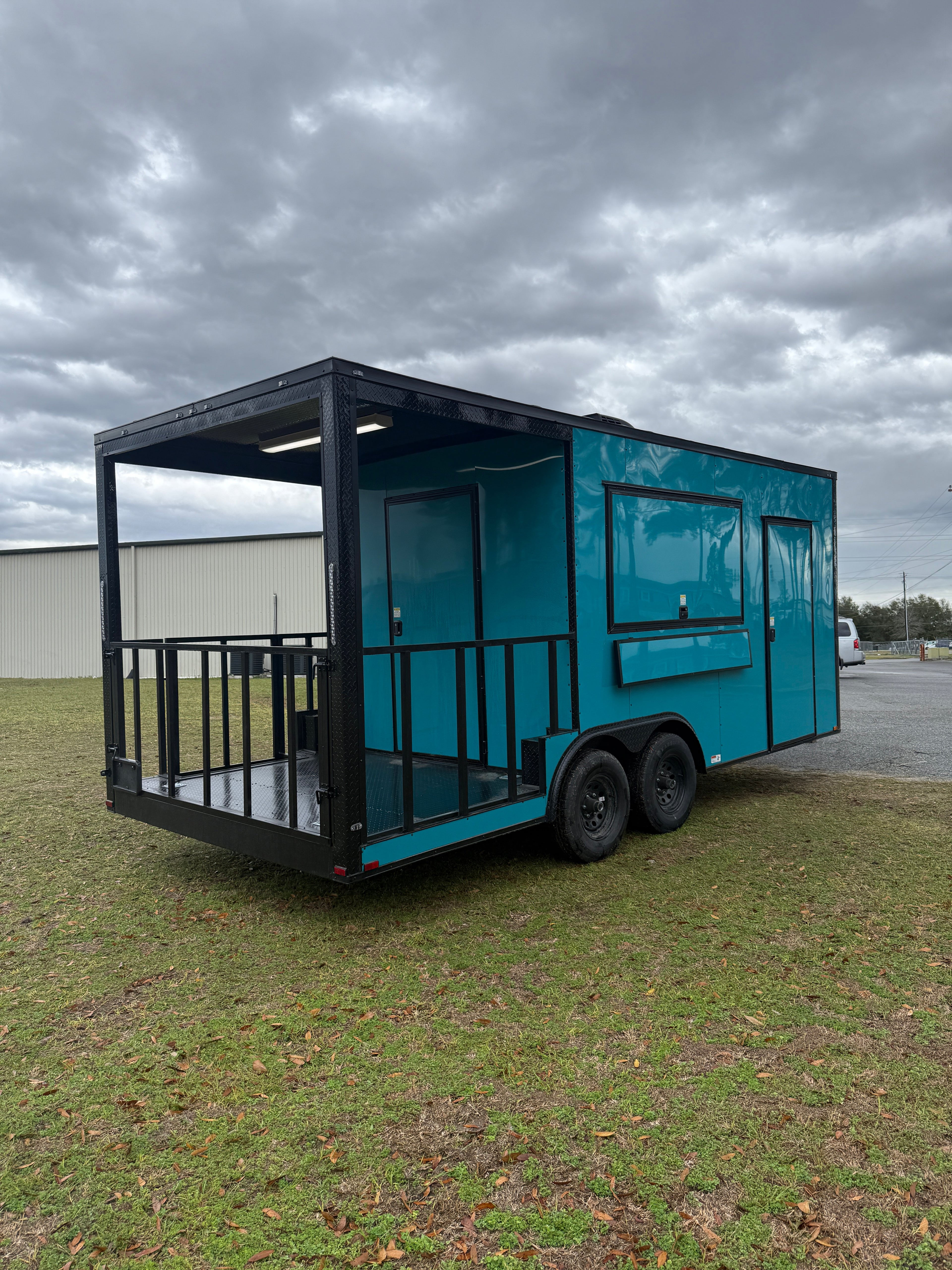8.5X20TA3 Water Blue Concession Porch Trailer