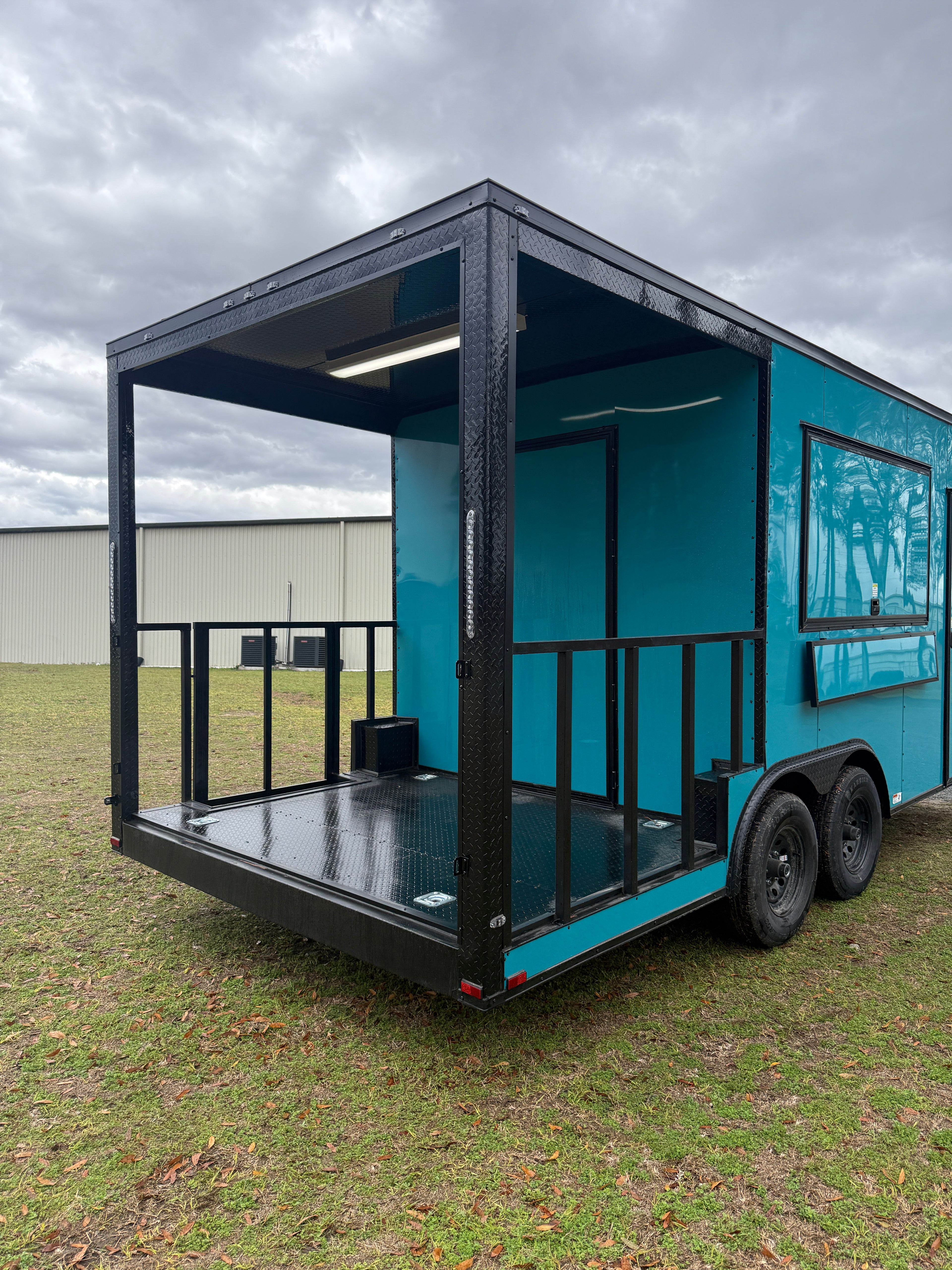 8.5X20TA3 Water Blue Concession Porch Trailer