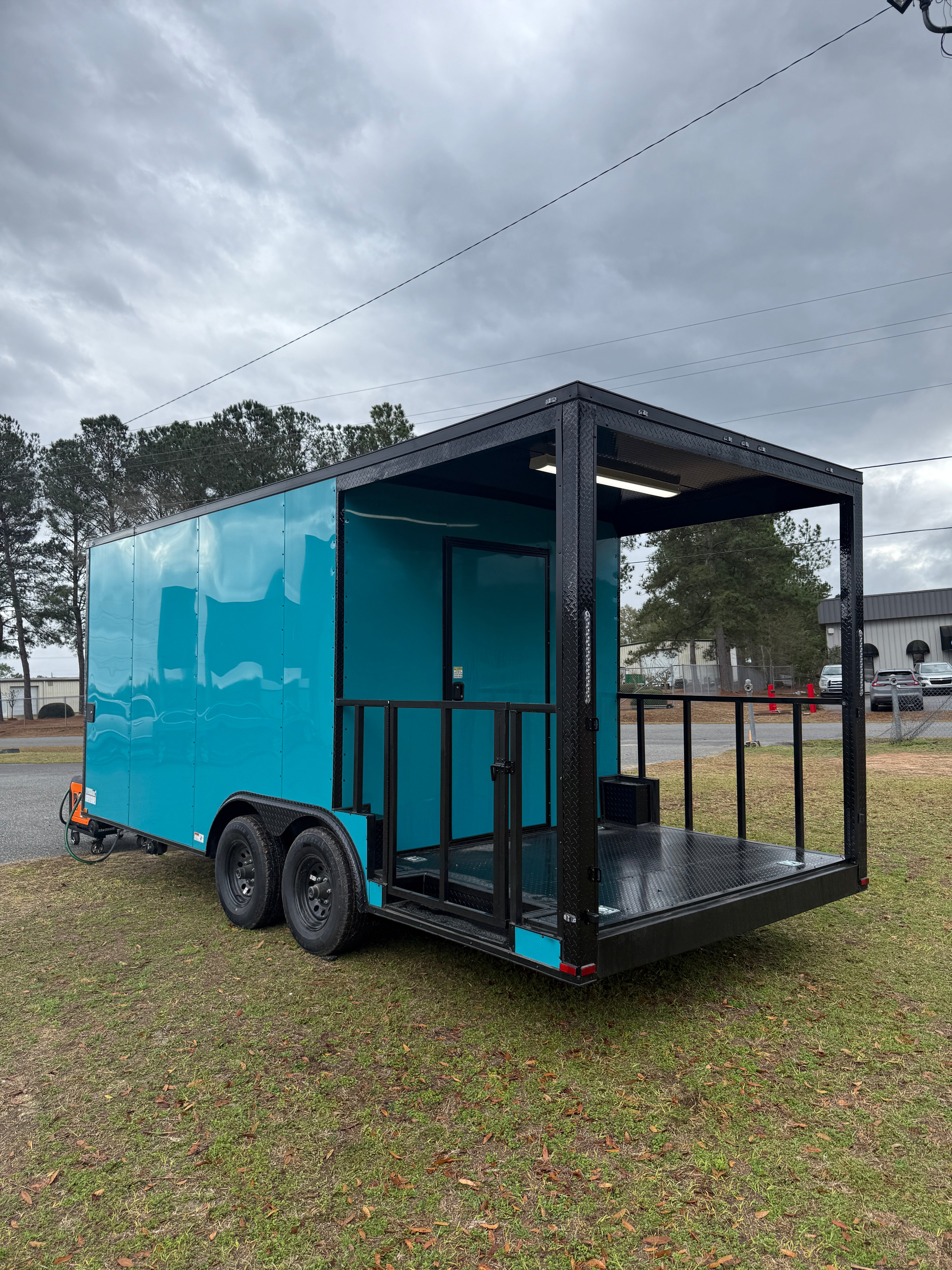 8.5X20TA3 Water Blue Concession Porch Trailer