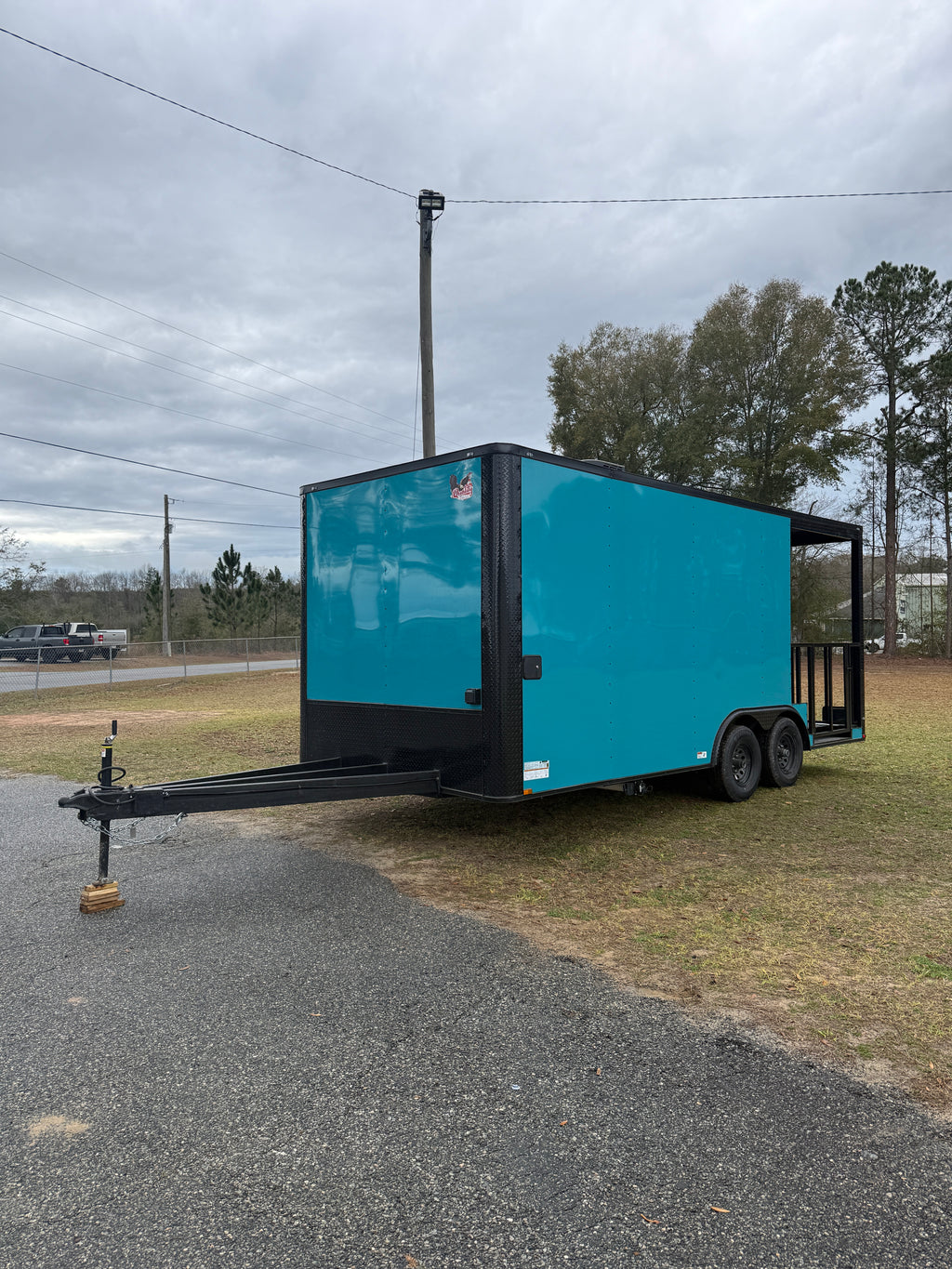 8.5X20TA3 Water Blue Concession Porch Trailer