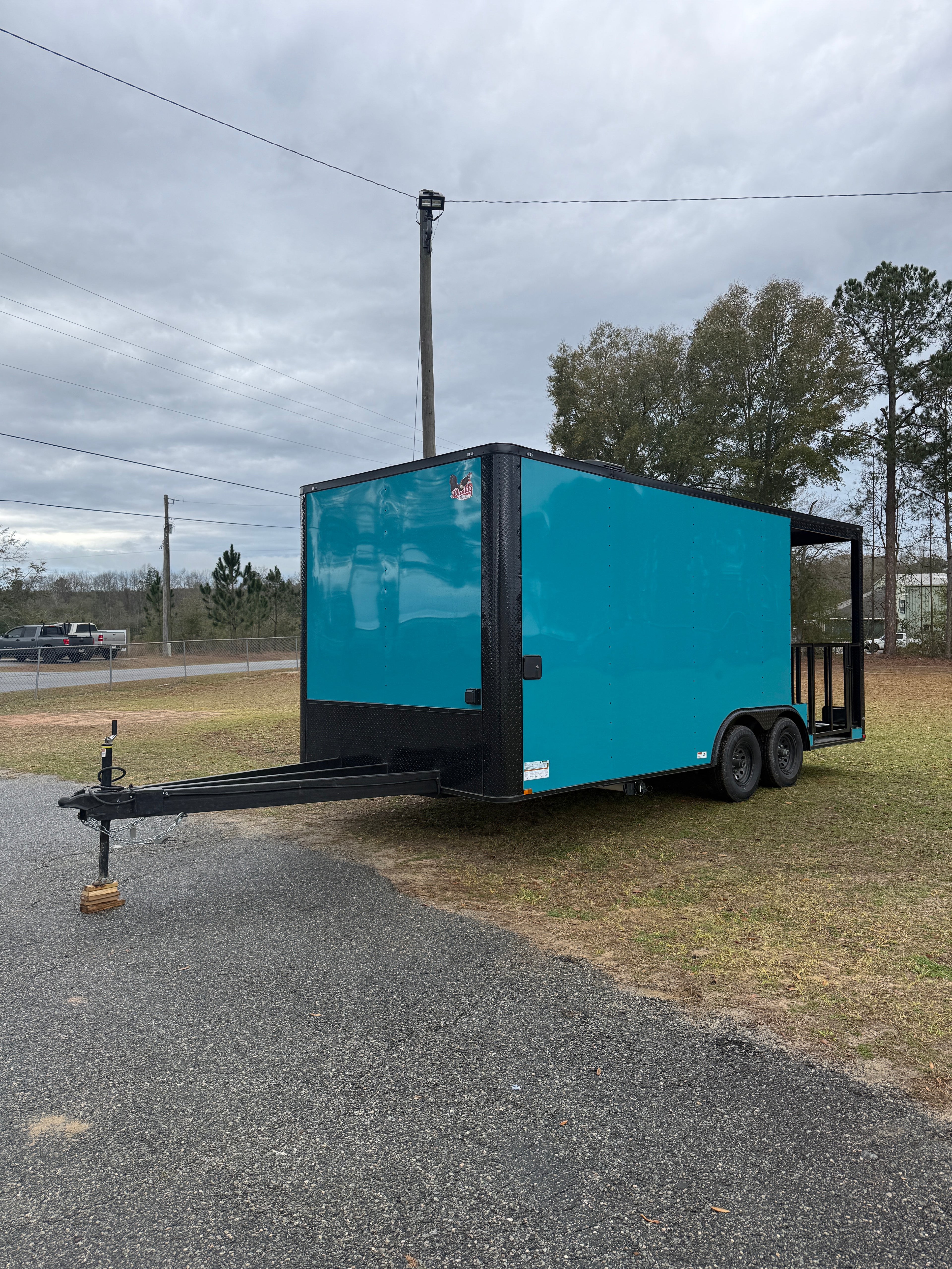 8.5X20TA3 Water Blue Concession Porch Trailer