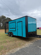 8.5X20TA3 Water Blue Concession Porch Trailer