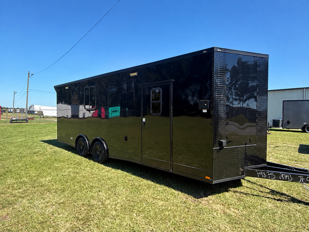 8.5x24TA  Black Race Ready Trailer | Full Bathroom