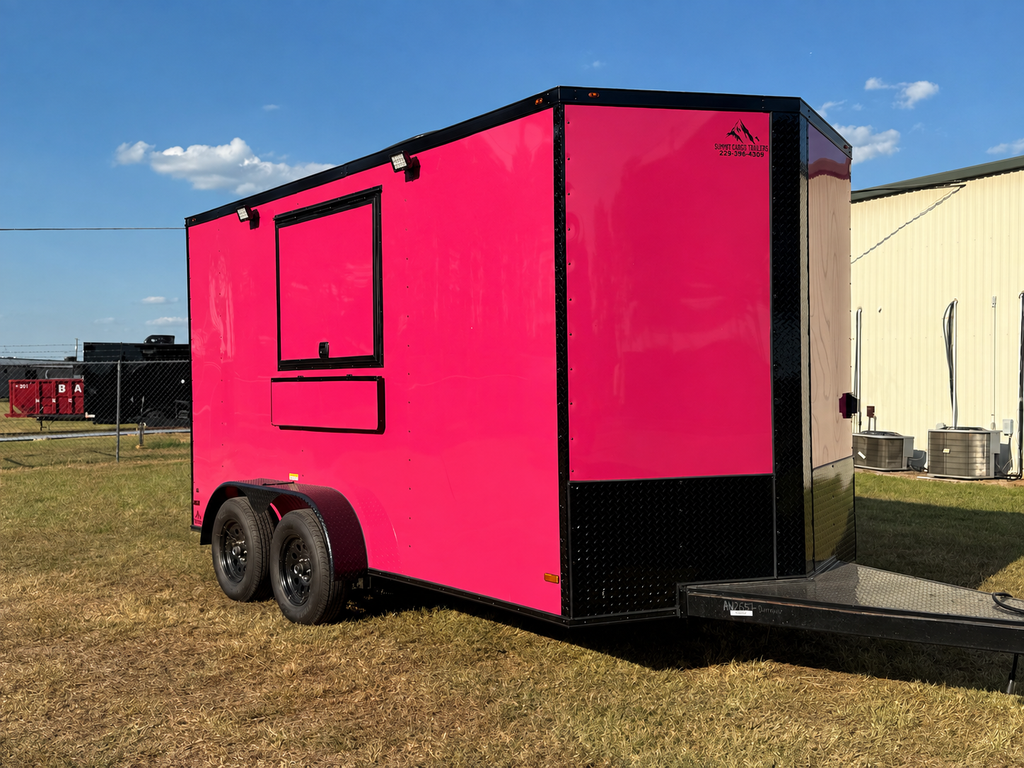 7x14TA Pink Beverage Trailer | Fridge | Ice Bin