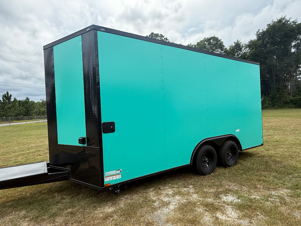 8.5X16TA Teal Concession Trailer