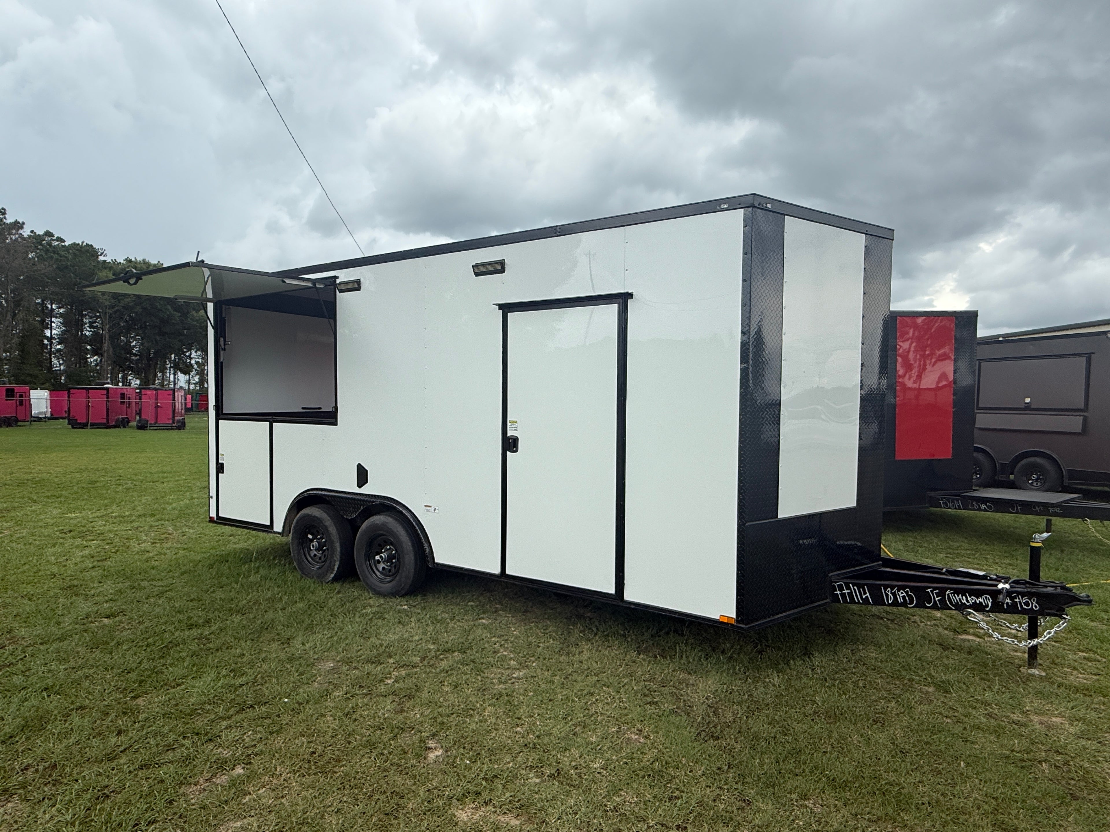 8.5X18TA White Gullwing Porch Trailer