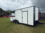 8.5X18TA White Gullwing Porch Trailer