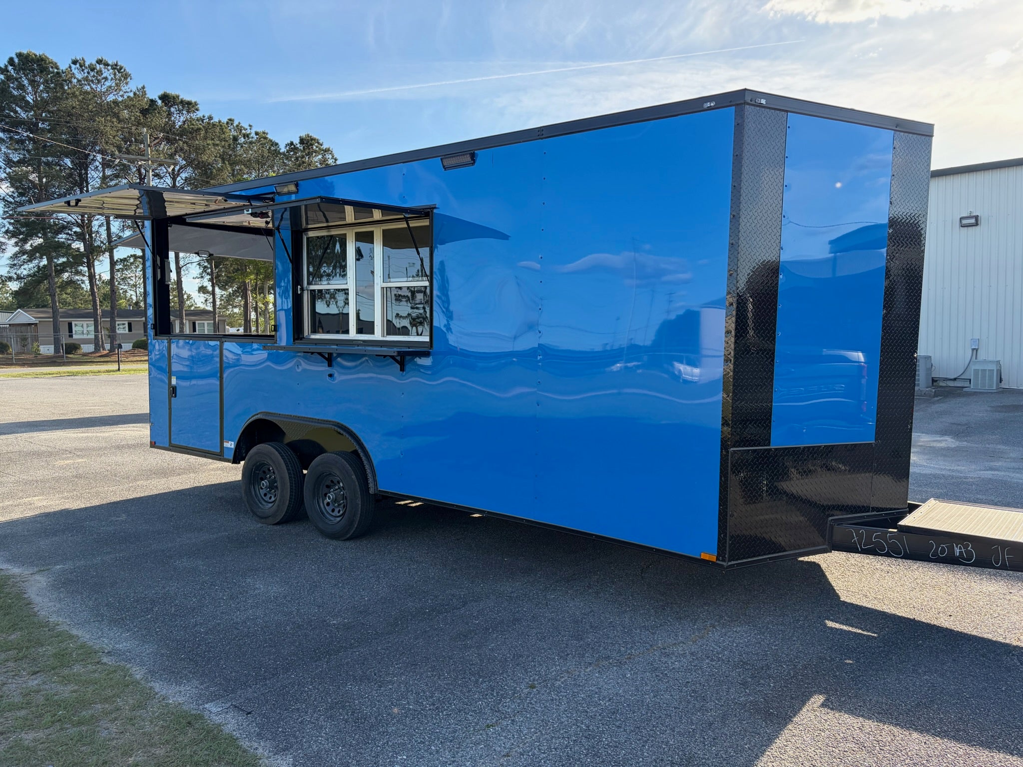 8.5X20TA Blue Concession Gullwing Porch Trailer