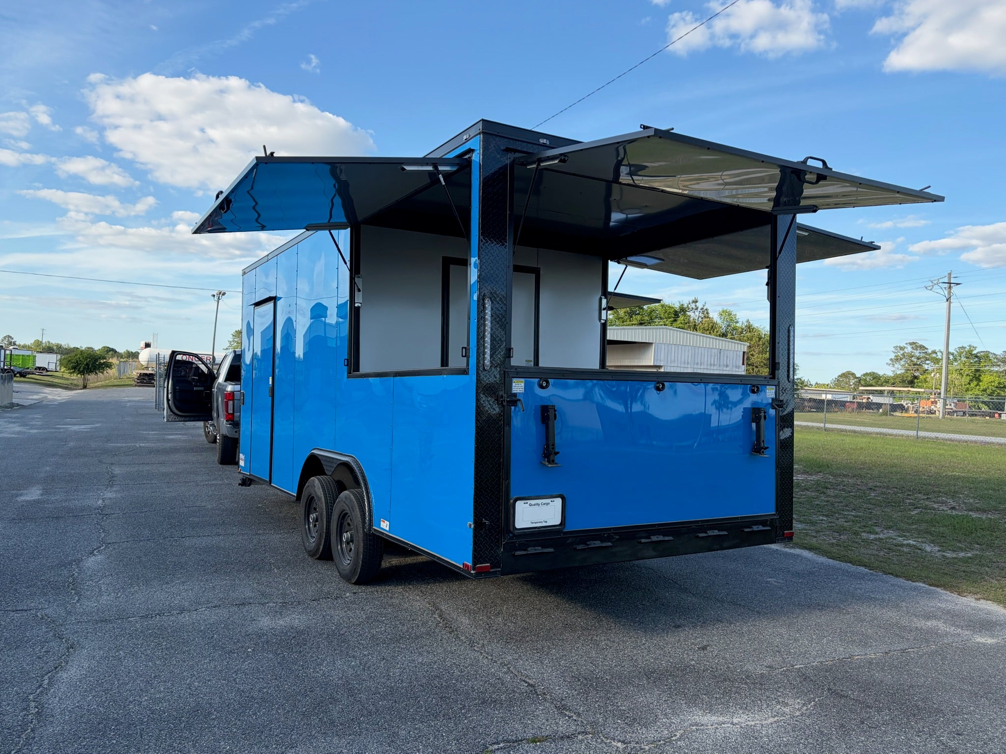 8.5X20TA Blue Concession Gullwing Porch Trailer