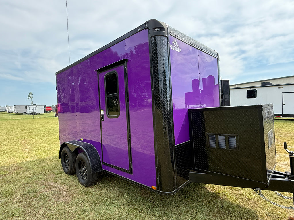 7X12TA Purple Pet Grooming Trailer