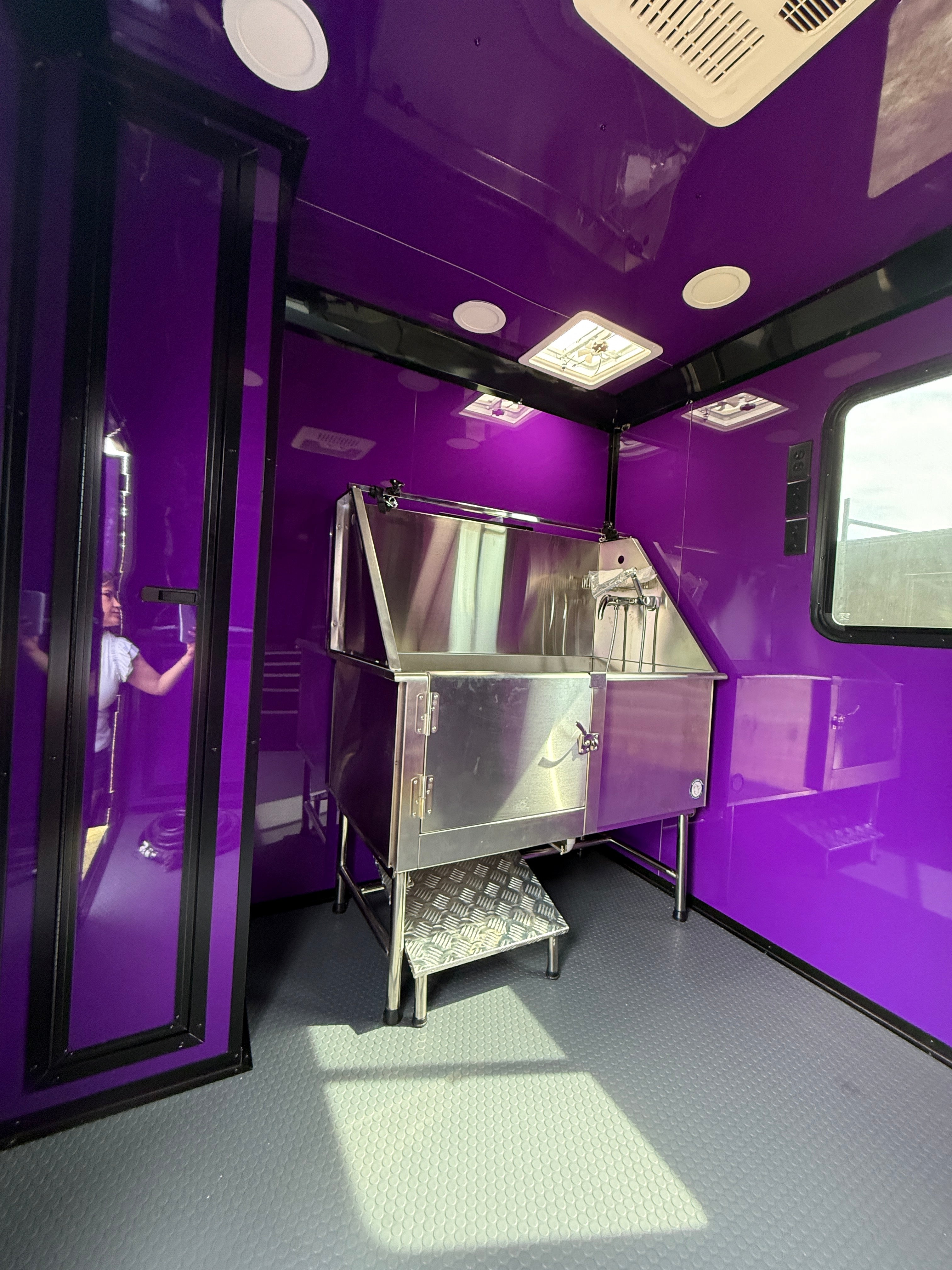 7X12TA Purple Pet Grooming Trailer