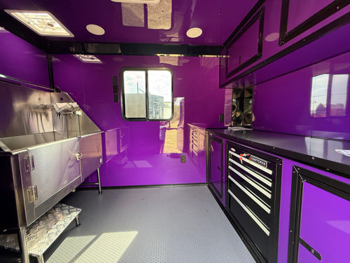 7x12TA Purple Mobile Pet Grooming Trailer — image 2 of 9