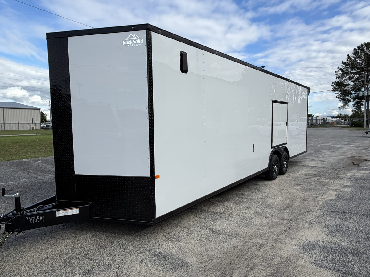 8.5X28TA3 White Standard Car Hauler Trailer