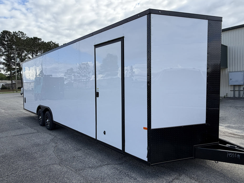 8.5X28TA3 White Standard Car Hauler Trailer