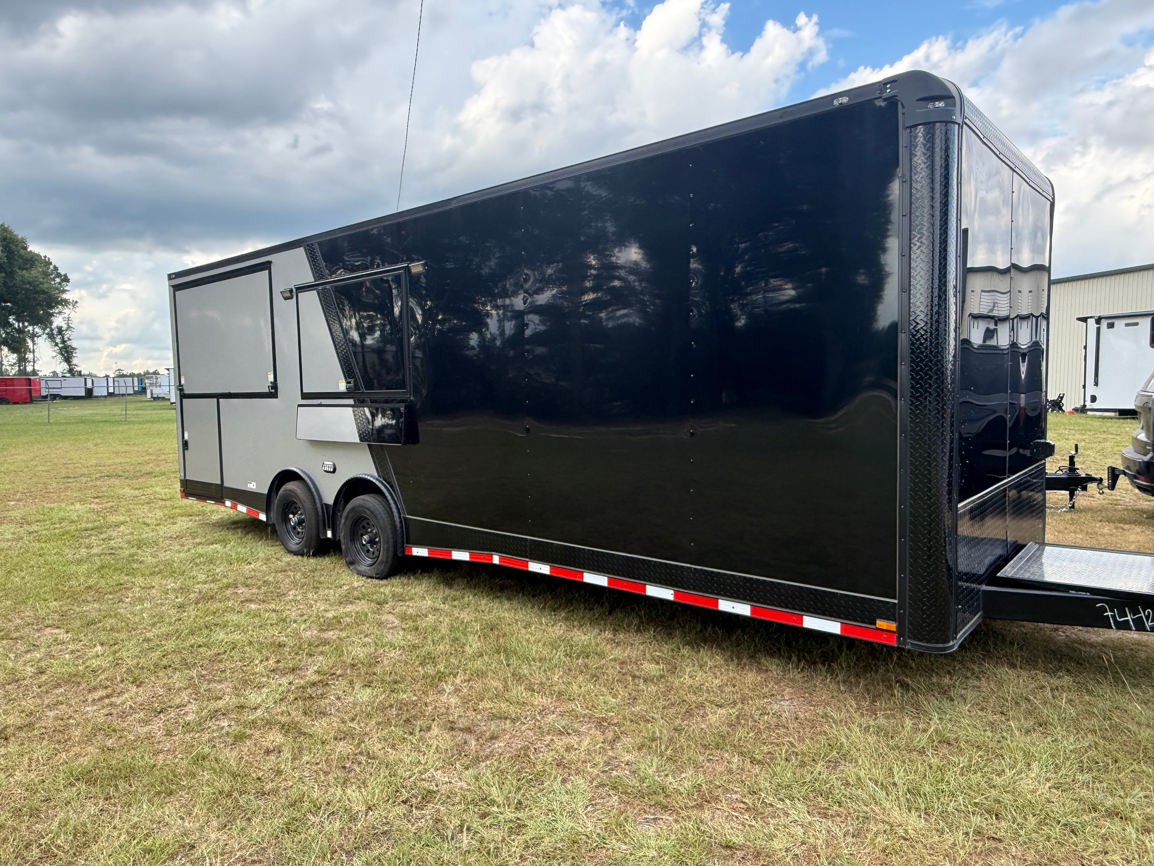 8.5X26TA Black Silver Gullwing Porch Trailer