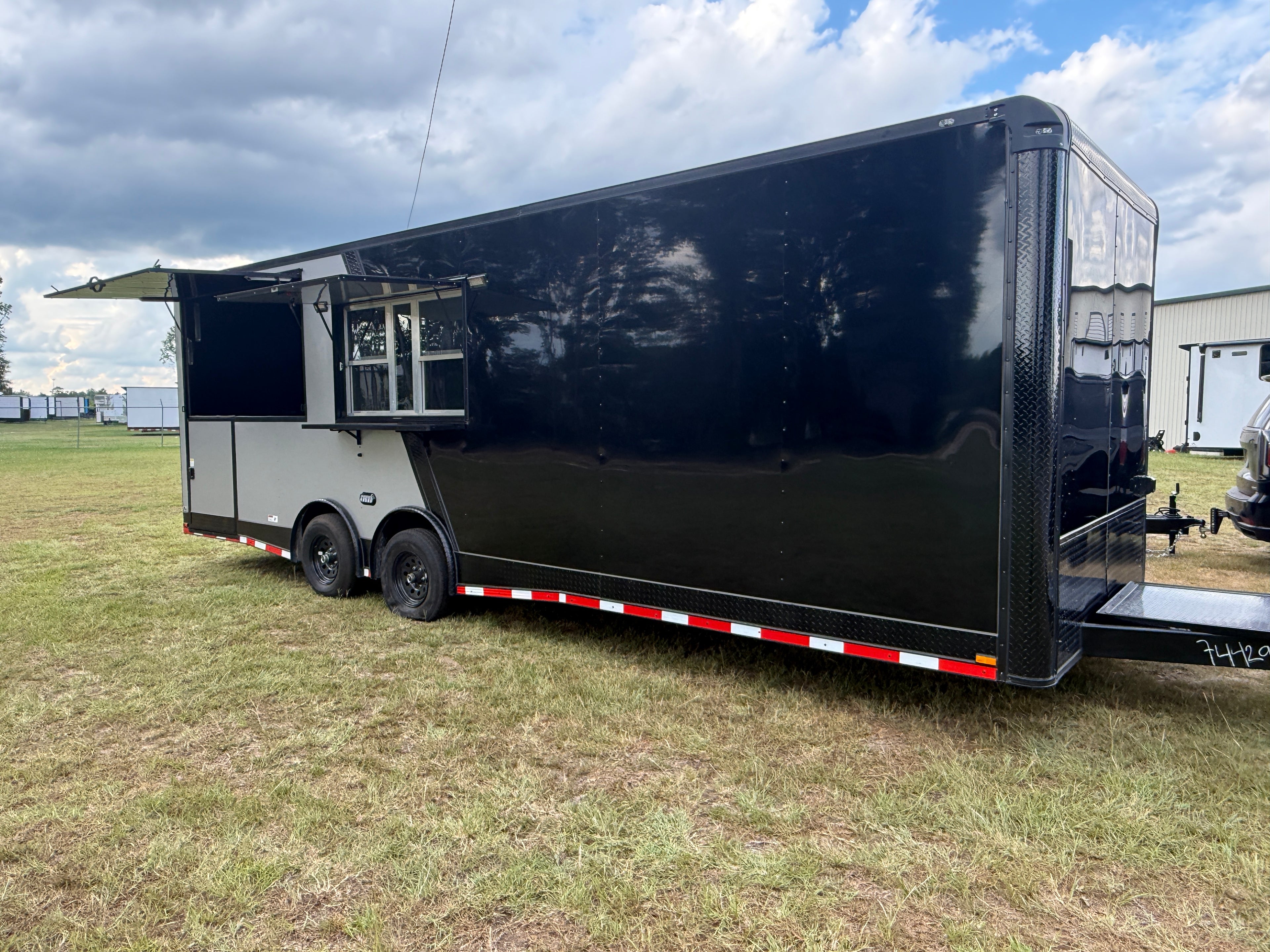 8.5X26TA Black Silver Gullwing Porch Trailer