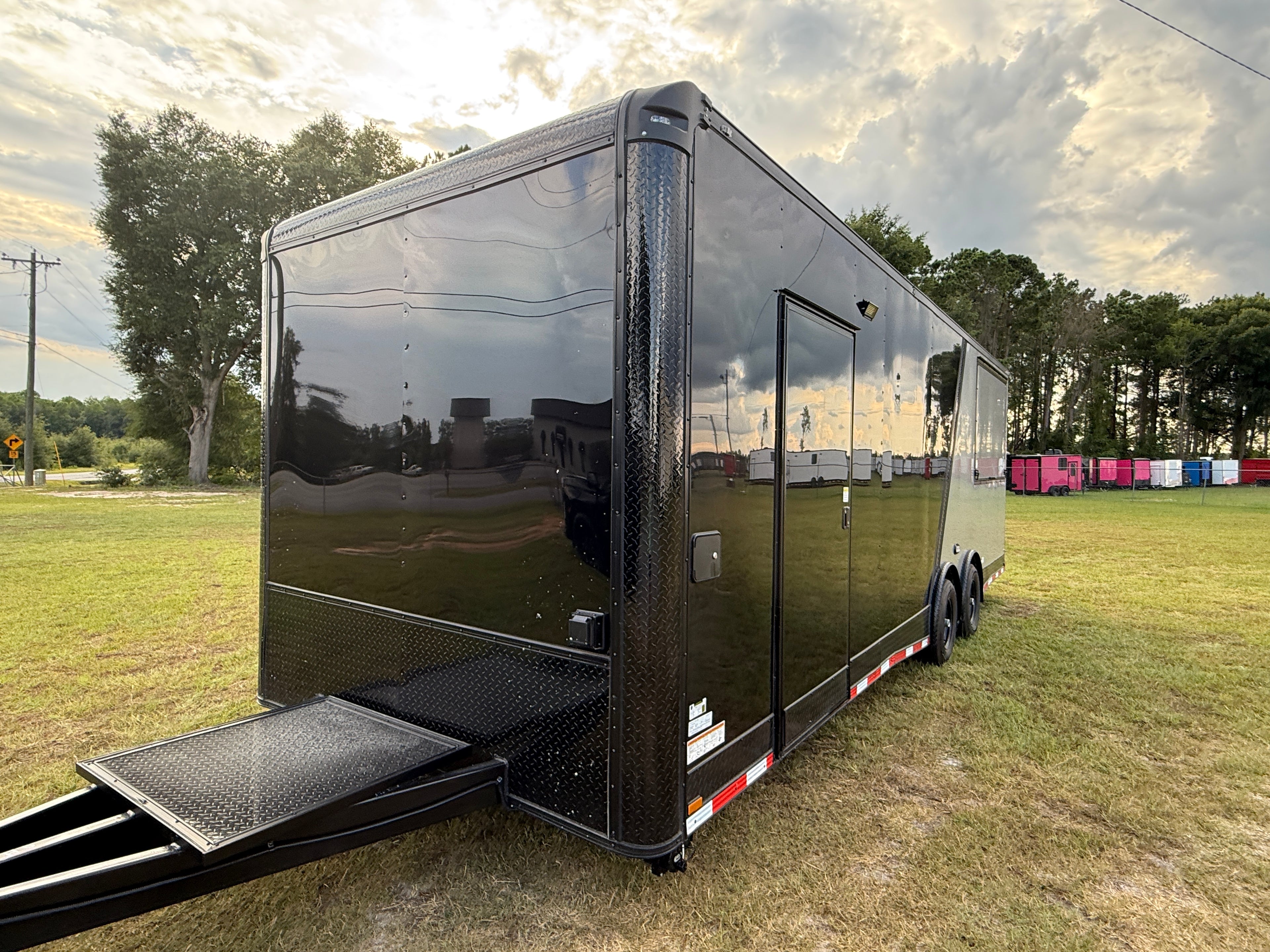8.5X26TA Black Silver Gullwing Porch Trailer