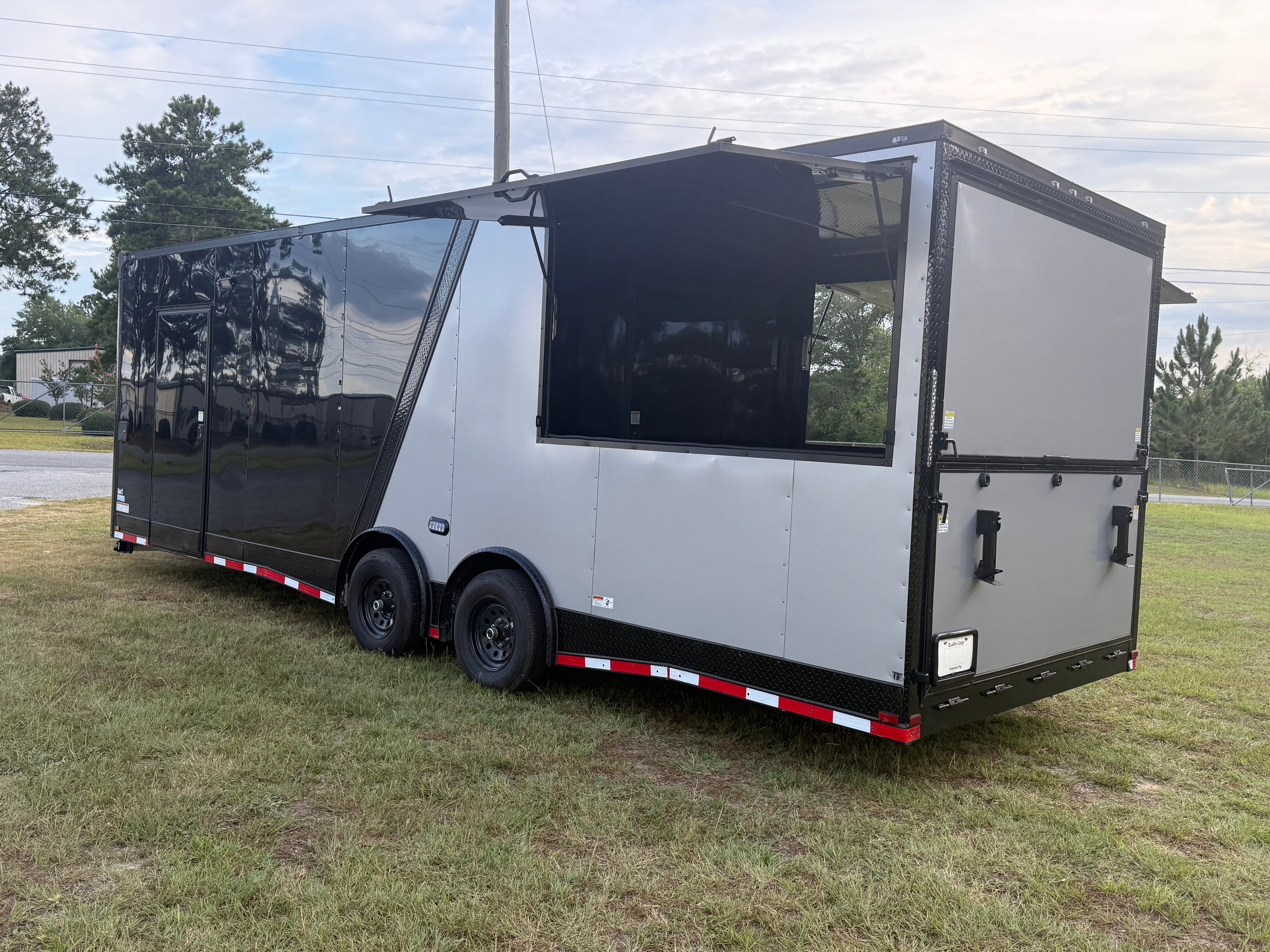 8.5X26TA Black Silver Gullwing Porch Trailer