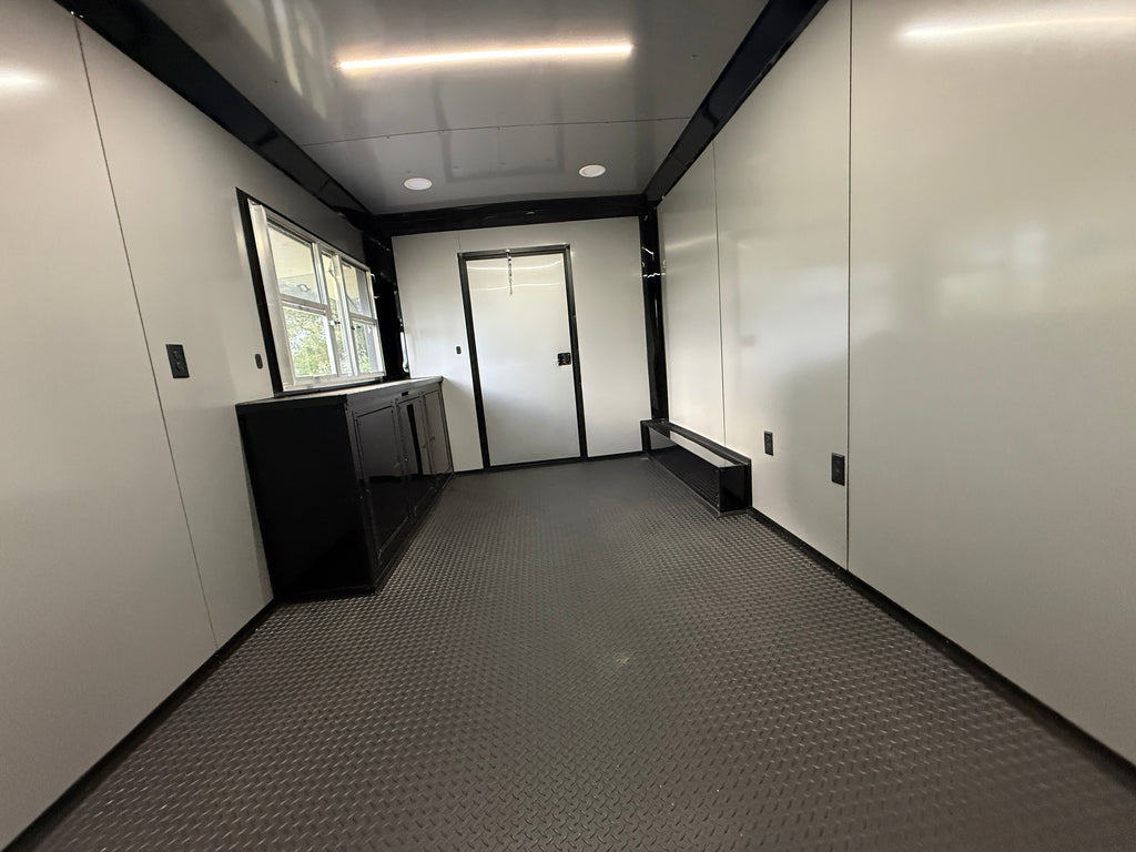 8.5X26TA Black Silver Gullwing Porch Trailer
