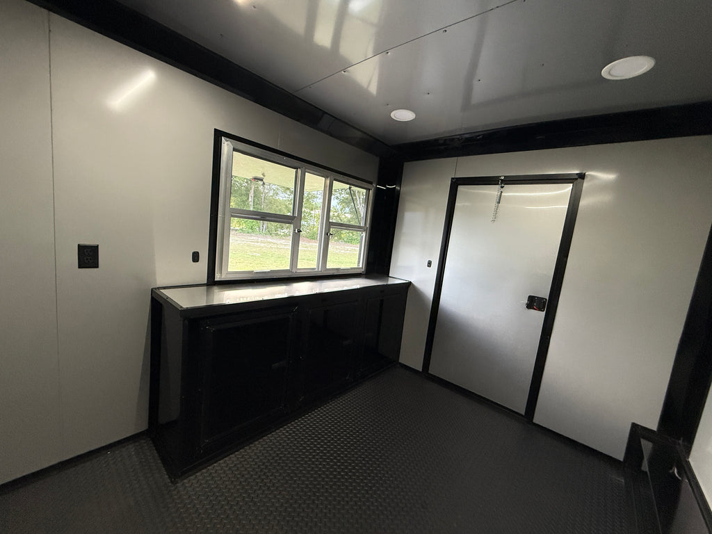 8.5X26TA Black Silver Gullwing Porch Trailer