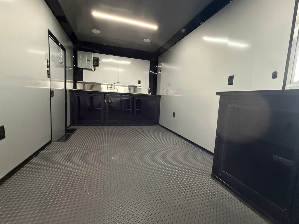8.5X26TA Black Silver Gullwing Porch Trailer