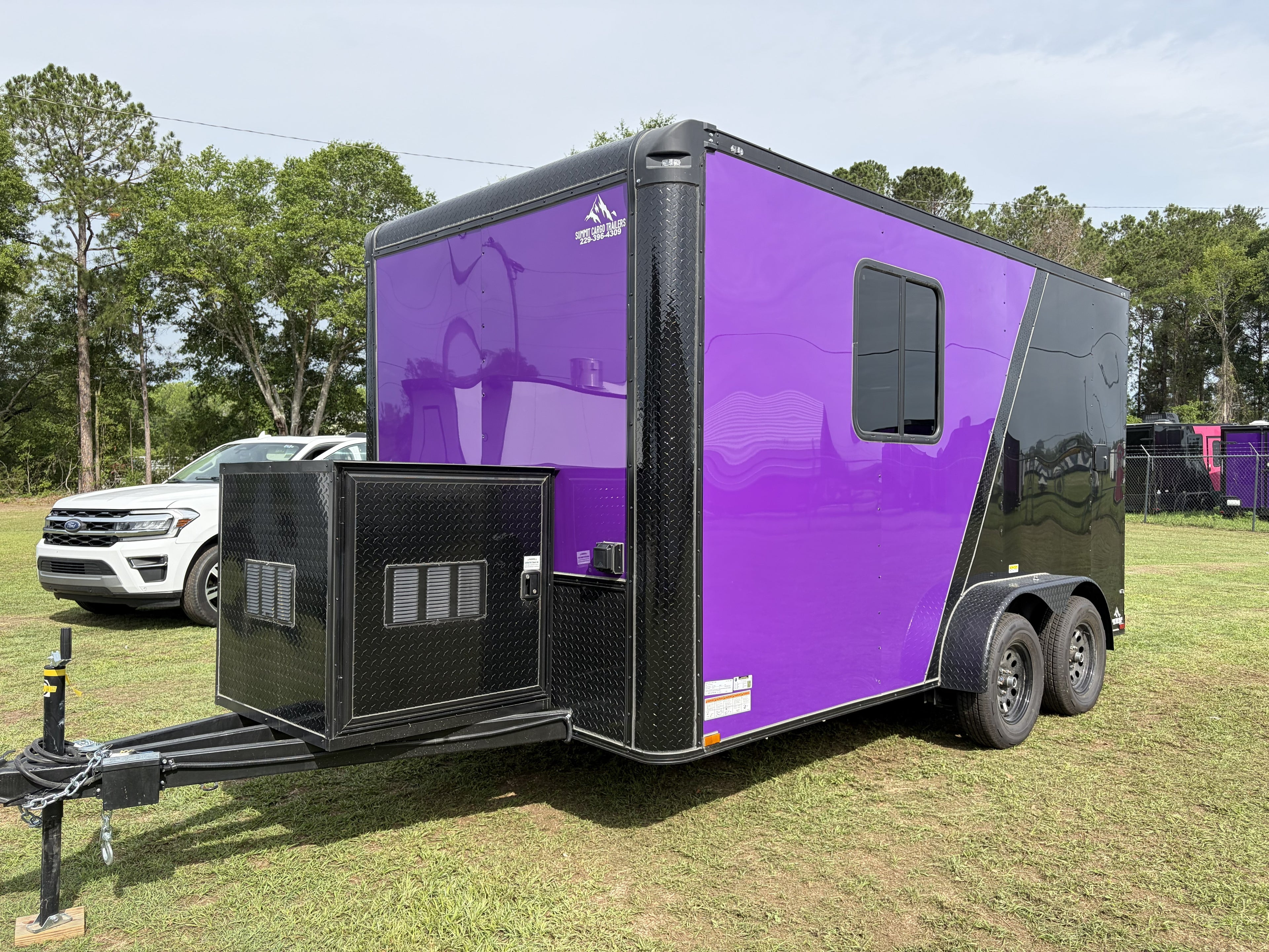 7X14TA Purple Black Grooming Trailer with Bathroom