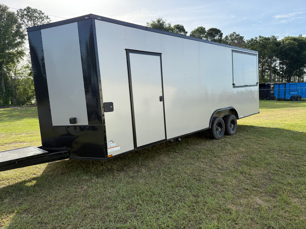 8.5X24TA  Silver Gullwing Porch Trailer