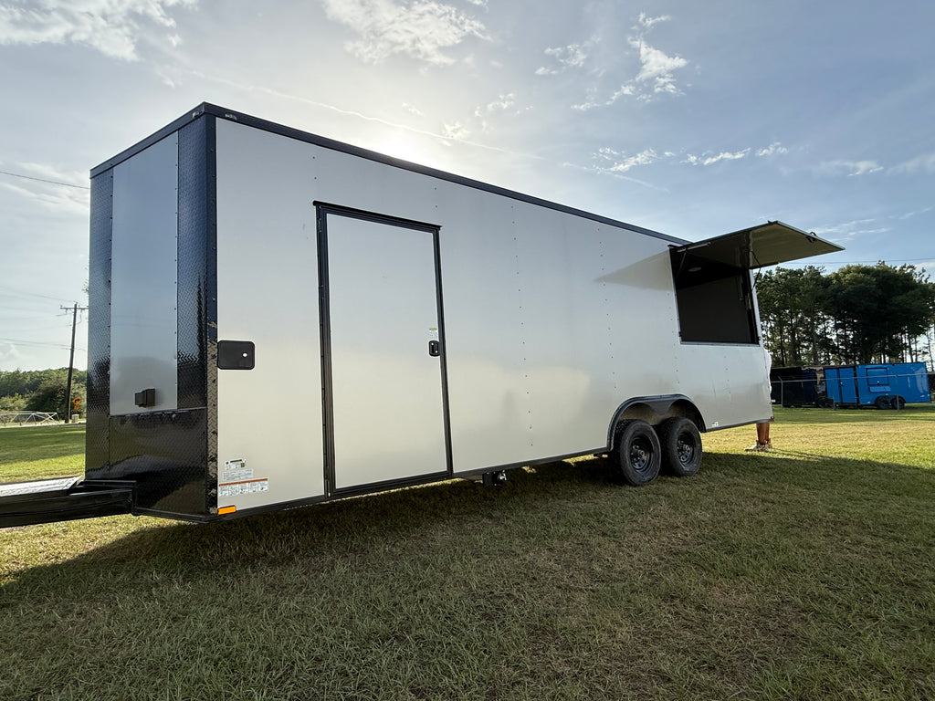 8.5X24TA  Silver Gullwing Porch Trailer