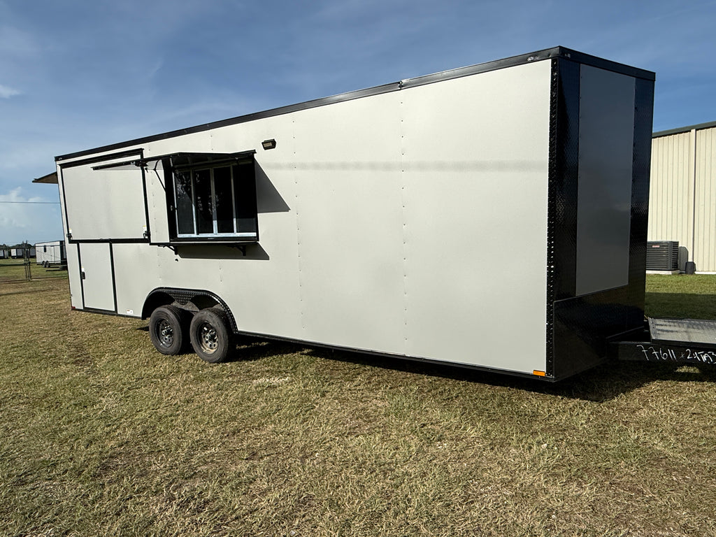 8.5X24TA  Silver Gullwing Porch Trailer