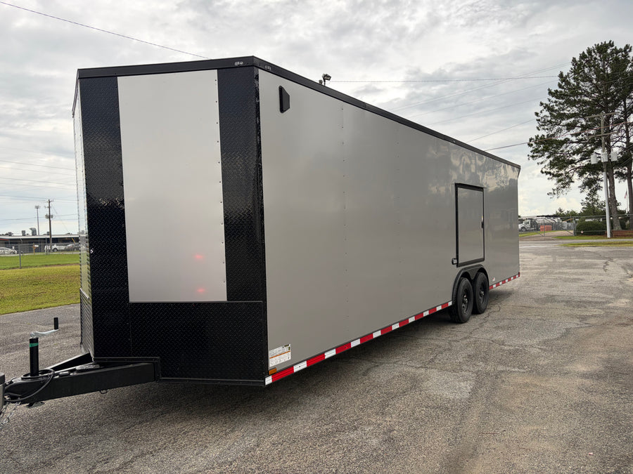 8.5x28TA3 Silver Enclosed Car Hauler Trailer — image 1 of 9