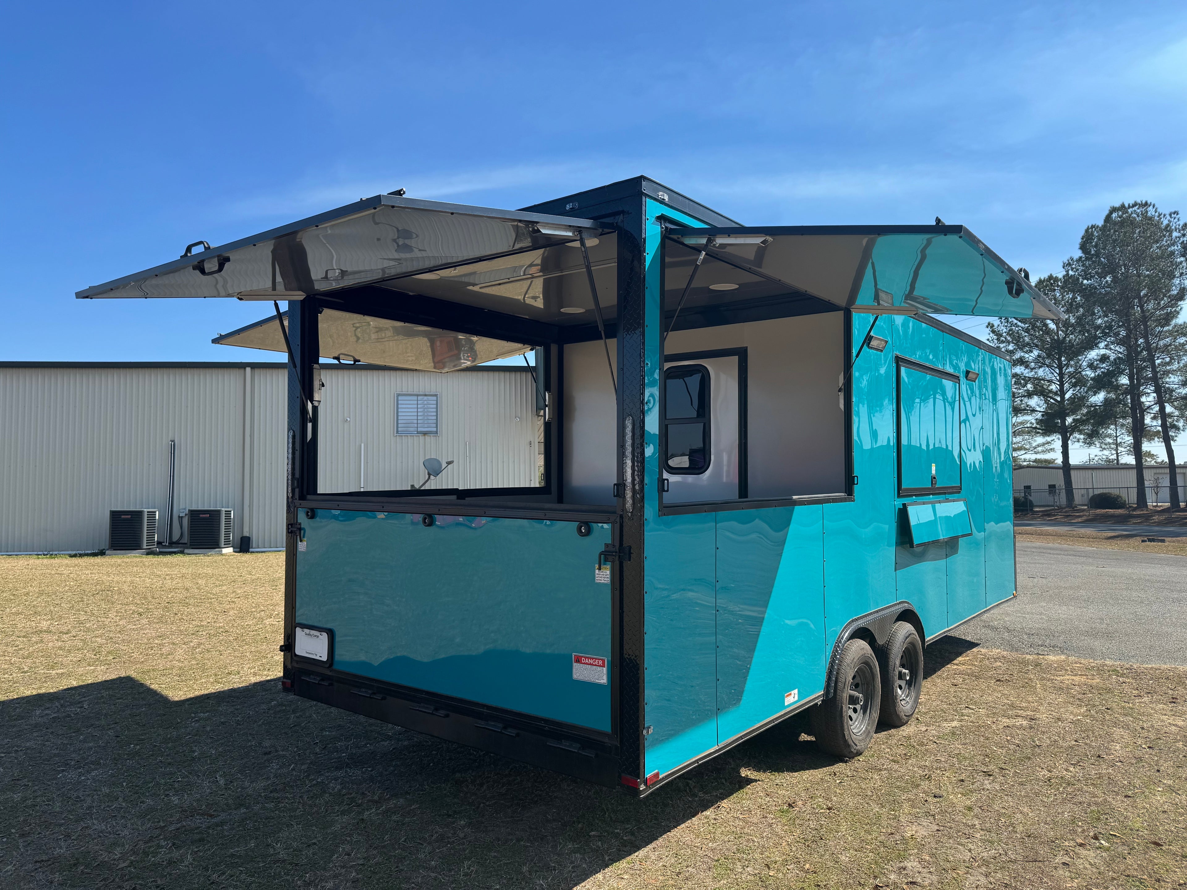 8.5X22TA3 Water Blue Concession Gullwing Porch Trailer